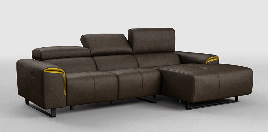Badolo - corner sofa with 1 electric recliner - right peninsula